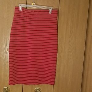 Red and black stripped pencil skirt